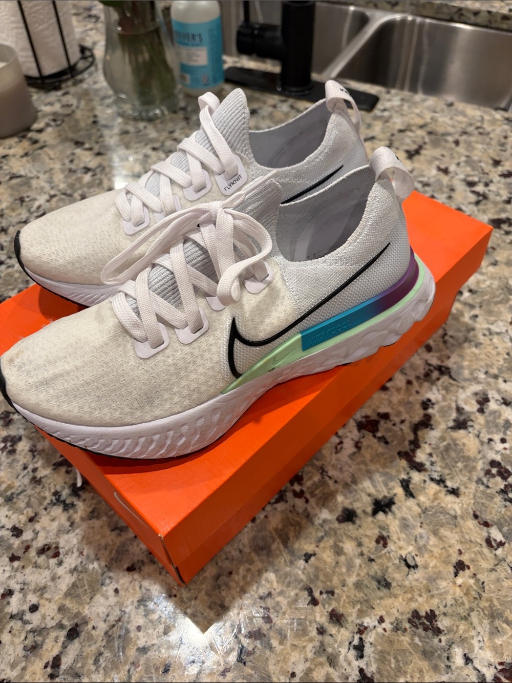 Nike White Running Shoes with Mint & Lavender Accents